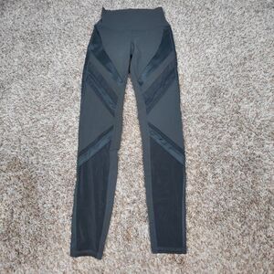 Alo Yoga Pants Womens XXS 2XS Gray Epic Leggings Sheer Mesh Gym Workout